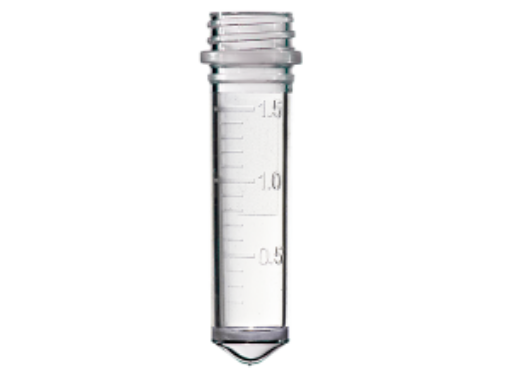 Picture of 2.0mL Screw Tube, conical base, Graduated, writing area, Clear, 500 per pack