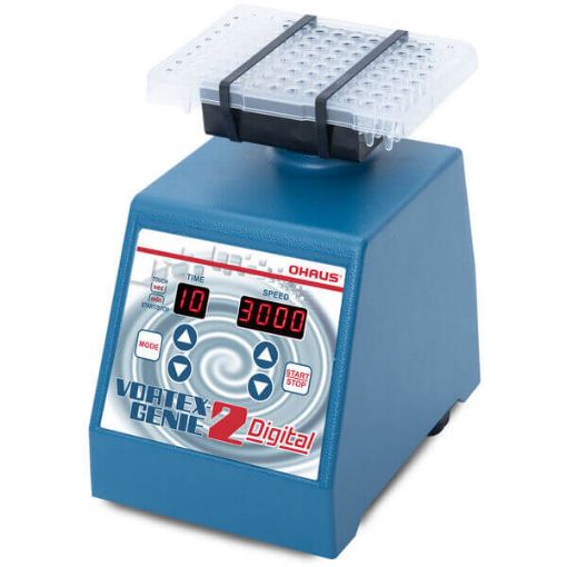 Picture of Digital Vortex Genie 2 ABI, V2A (SI-A596AU), digital control, with Applied Biosystem's 96/384-Well Microplate Adaptor