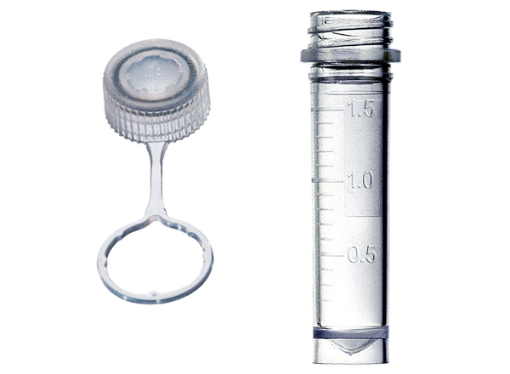 Picture of 2.0mL Assembled Graduated Skirted Tube, Clear Tethered Cap, Sterile, 50 per pack