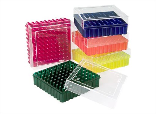 Picture of 100-Place CryoFreeze Polycarbonate  Storage Rack for 1.0/1.8 mL tubes, Assorted, 5 racks per pack