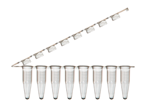 Picture of 8-Strip Tubes with Hinged Attached Flat Caps, Clear, 125 strips per pack