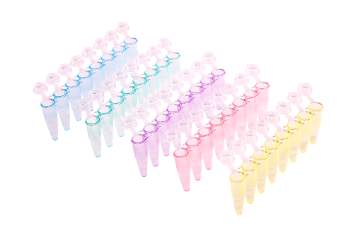 Picture of 8-Strip Tubes with Individually-Attached Flat Caps, Violet, 120 strips per pack