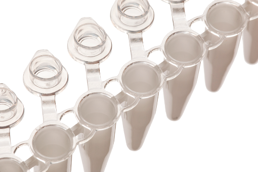 Picture of 8-Strip Tubes with Individually-Attached Flat Caps, White, 120 strips per pack