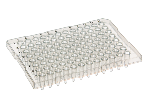 Picture of 96-Well PCR Plate semi-skirted (ABI-style) with flat top, White, 10 per pack