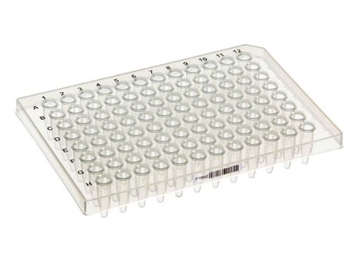 Picture of 96-Well PCR Plate Semi Skirt, Standard, Clear, Pre-barcoded, 10 per pack