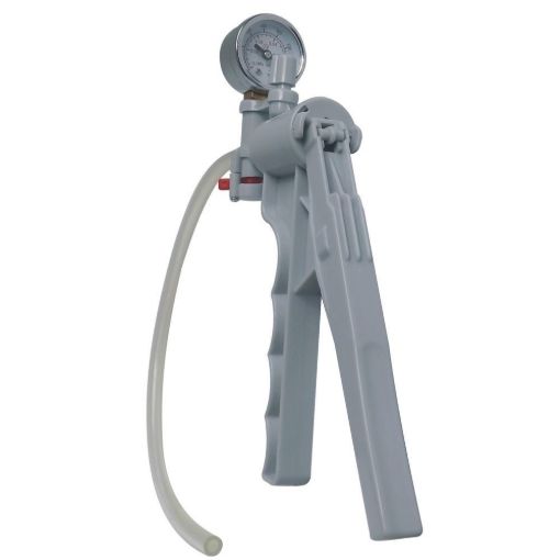 Picture of Pump, Vacuum, Hand operated, plastic, with pressure gauge and valve