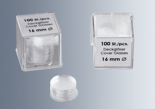 Picture of Coverslips #1.5,  25mm round, 100 pcs./two-part-box, 10 x packs of 100, (1000 pieces)