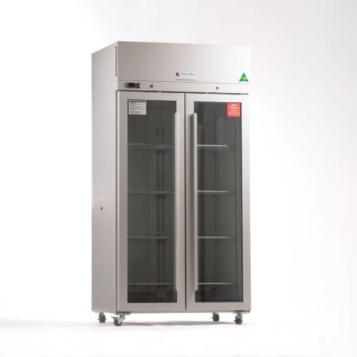Picture of Thermoline 750L Refrigerator, Temp range 4C to 10C, 2 x Glass or Solid doors, 4 shelves, ext dimensions 1010W x 740D x 2010mm H