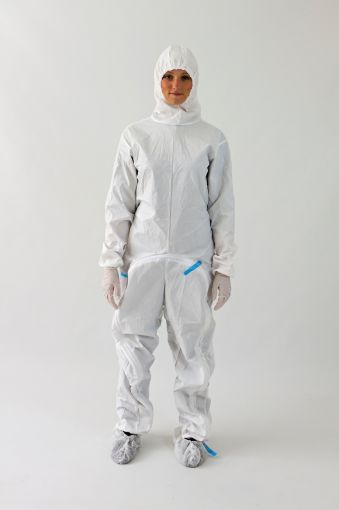 Picture of Bioclean D disposable Drop-down coverall with hood, sterile, size XS, carton of 20