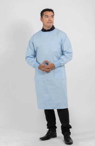 Picture of Lab Gown, Stanley Classic, Blue, 3 pocket, knit cuffs, size Small